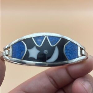 Silver, Blue, Black Celestial Mexico Alpaca Bracelet M67